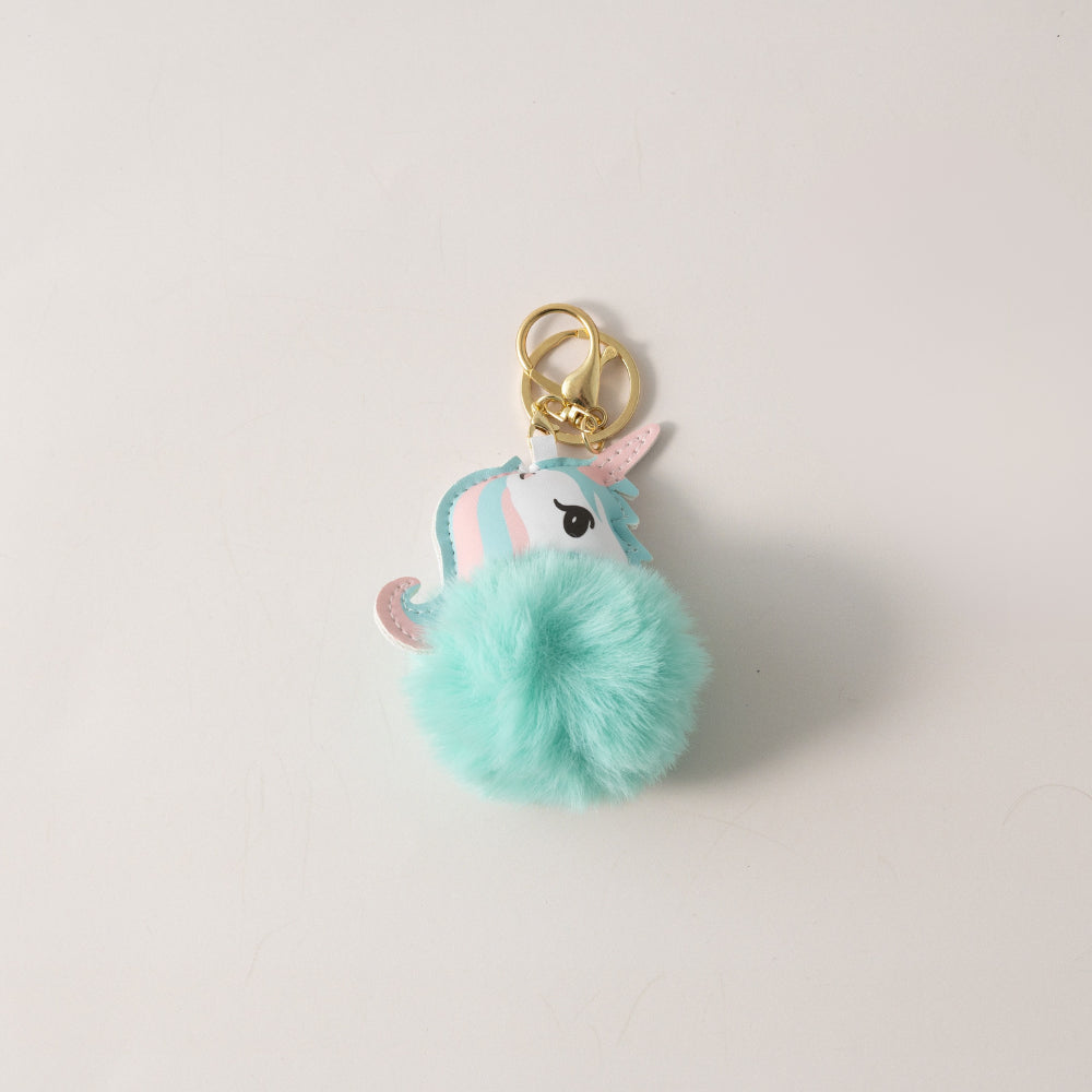 Keychain Pom Pom Buddy - UNICORN GREEN